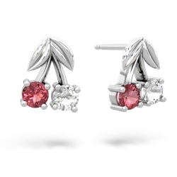 Pink Tourmaline Sweet Cherries 14K White Gold earrings E7001