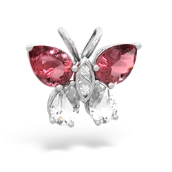Pink Tourmaline Butterfly 14K White Gold pendant P2215
