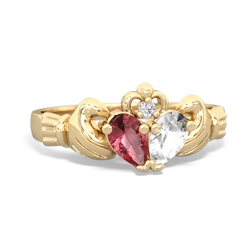 Pink Tourmaline 'Our Heart' Claddagh 14K Yellow Gold ring R2388