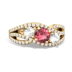 Pink Tourmaline Three Stone Aurora 14K Yellow Gold ring R3080
