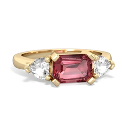 Pink Tourmaline Three Stone 14K Yellow Gold ring R5235