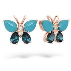 Turquoise Butterfly 14K Rose Gold earrings E2215