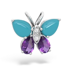 Turquoise Butterfly 14K White Gold pendant P2215