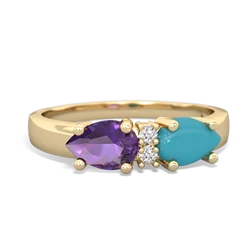 Turquoise Pear Bowtie 14K Yellow Gold ring R0865