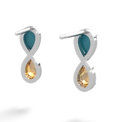 Turquoise Infinity 14K White Gold earrings E5050