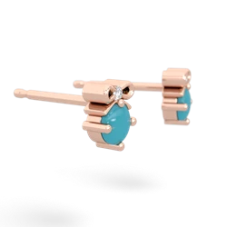 Turquoise Diamond Bows 14K Rose Gold earrings E7002