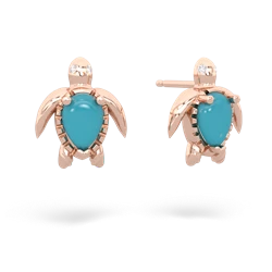 Turquoise Baby Sea Turtle 14K Rose Gold earrings E5241