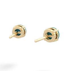 Turquoise 5Mm Round Stud 14K Yellow Gold earrings E1785