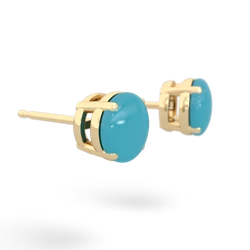 Turquoise 6Mm Round Stud 14K Yellow Gold earrings E1786