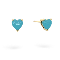 Turquoise 5Mm Heart Stud 14K Yellow Gold earrings E1861