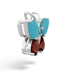 Turquoise Butterfly 14K White Gold pendant P2215