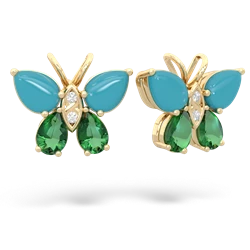 Turquoise Butterfly 14K Yellow Gold earrings E2215