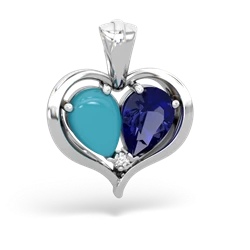 Turquoise Two Become One 14K White Gold pendant P5330
