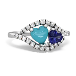 Turquoise Mother And Child 14K White Gold ring R3010