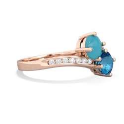 Turquoise Channel Set Two Stone 14K Rose Gold ring R5303