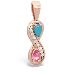 Turquoise Diamond Infinity 14K Rose Gold pendant P5390