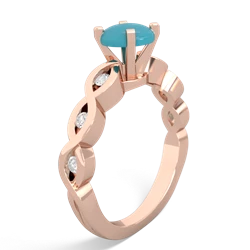 Turquoise Infinity 6Mm Round Engagement 14K Rose Gold ring R26316RD