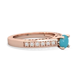 Turquoise Art Deco Engagement 5Mm Round 14K Rose Gold ring R26355RD