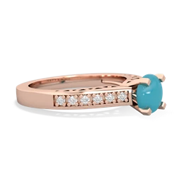Turquoise Art Deco Engagement 6Mm Round 14K Rose Gold ring R26356RD