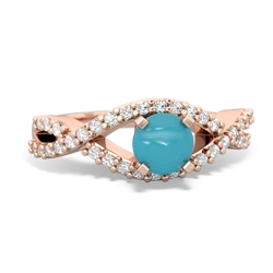 Turquoise Diamond Twist 5Mm Round Engagment  14K Rose Gold ring R26405RD