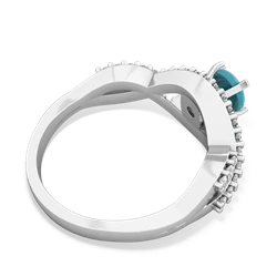 Turquoise Diamond Twist 5Mm Round Engagment  14K White Gold ring R26405RD