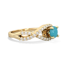 Turquoise Diamond Twist 5Mm Round Engagment  14K Yellow Gold ring R26405RD
