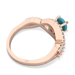 Turquoise Diamond Twist 6Mm Round Engagment  14K Rose Gold ring R26406RD