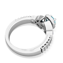 Turquoise Celtic Knot Halo 14K White Gold ring R26445RH