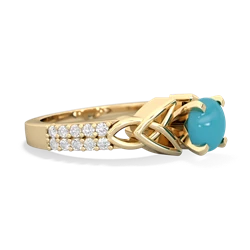 Turquoise Celtic Knot 6Mm Round Engagement 14K Yellow Gold ring R26446RD