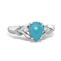 Turquoise Precious Pear 14K White Gold ring R0826