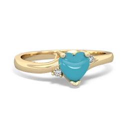 Turquoise Delicate Heart 14K Yellow Gold ring R0203