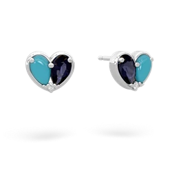 Turquoise 'Our Heart' 14K White Gold earrings E5072