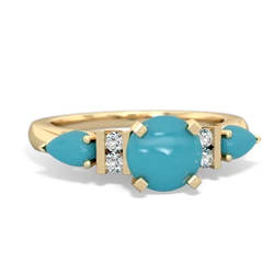 Turquoise 6Mm Round Eternal Embrace Engagement 14K Yellow Gold ring R2005