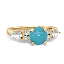Turquoise 6Mm Round Eternal Embrace Engagement 14K Yellow Gold ring R2005