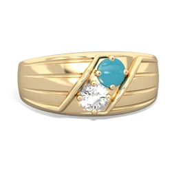 Turquoise Men's Streamline 14K Yellow Gold ring R0460