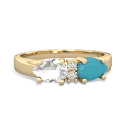 Turquoise Pear Bowtie 14K Yellow Gold ring R0865