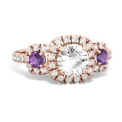 White Topaz Regal Halo 14K Rose Gold ring R5350