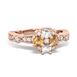 White Topaz Sparkling Tiara Cluster 14K Rose Gold ring R26293RD