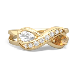 White Topaz Diamond Infinity 14K Yellow Gold ring R5390