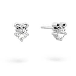 White Topaz Diamond Bows 14K White Gold earrings E7002