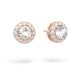 White Topaz Diamond Halo 14K Rose Gold earrings E5370