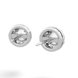 White Topaz Diamond Halo 14K White Gold earrings E5370