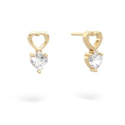 White Topaz Four Hearts 14K Yellow Gold earrings E2558