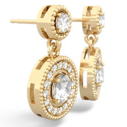 White Topaz Halo Dangle 14K Yellow Gold earrings E5319