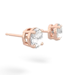 White Topaz 6Mm Round Stud 14K Rose Gold earrings E1786