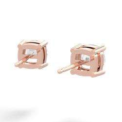 White Topaz 6Mm Checkerboard Cushion Stud 14K Rose Gold earrings E1796