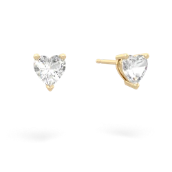 White Topaz 5Mm Heart Stud 14K Yellow Gold earrings E1861