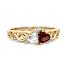 White Topaz Heart To Heart Braid 14K Yellow Gold ring R5870