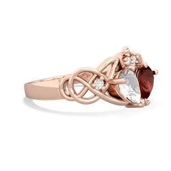 White Topaz 'One Heart' Celtic Knot Claddagh 14K Rose Gold ring R5322