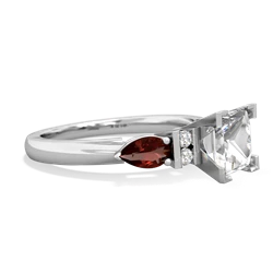 White Topaz 6Mm Princess Eternal Embrace Engagement 14K White Gold ring C2002